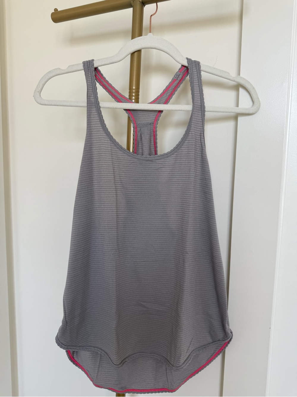 lululemon athletica Gray Racerback Tank with Pink Trim
